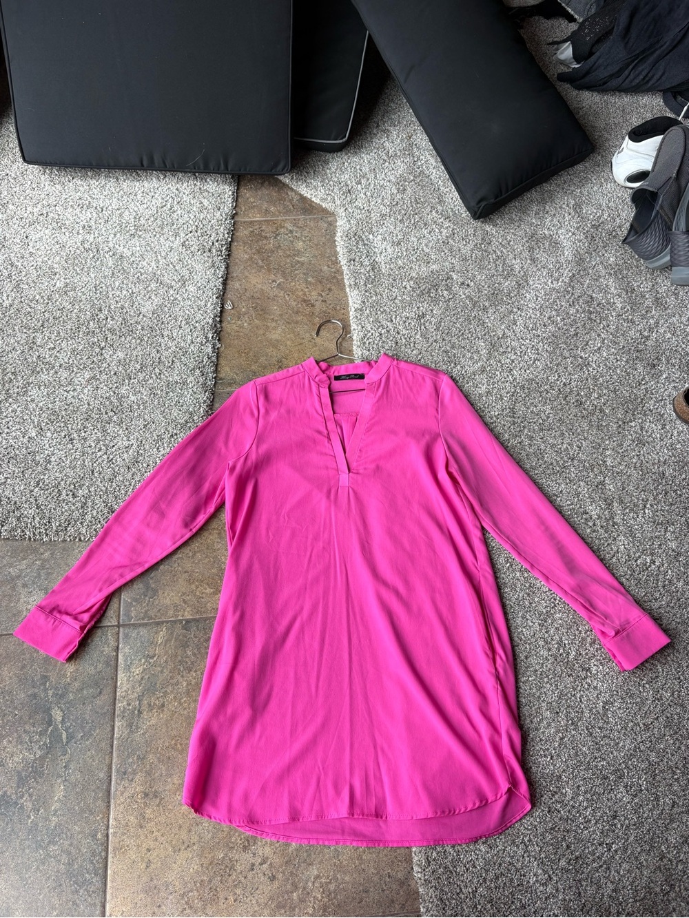 Honey Punch Hot Pink Long Sleeve Tunic Dress